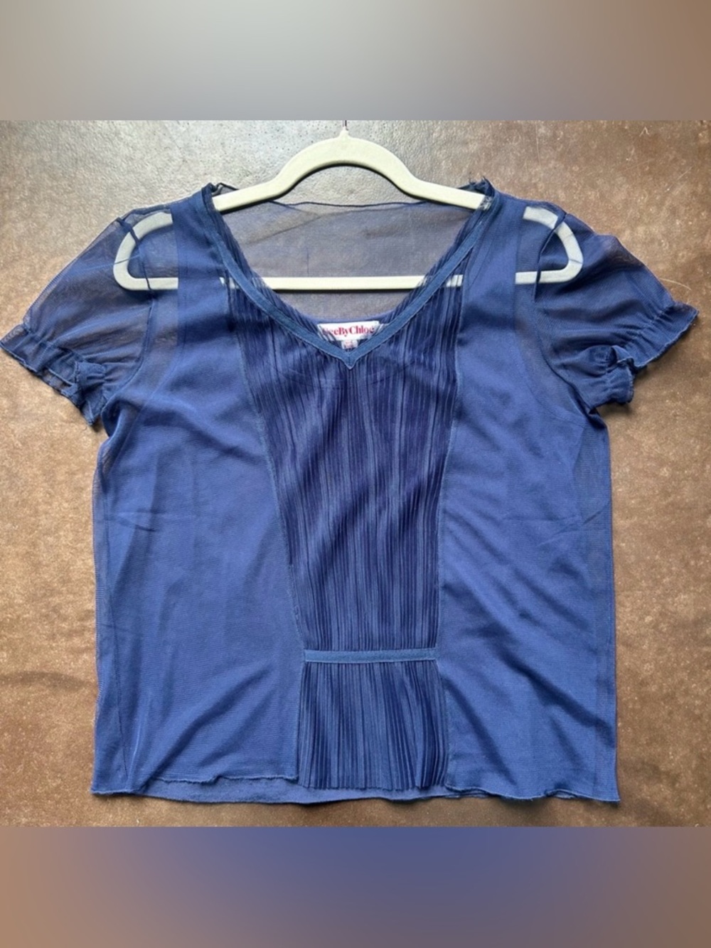 See by Chloe Navy Sheer Blouse, women’s size 6
